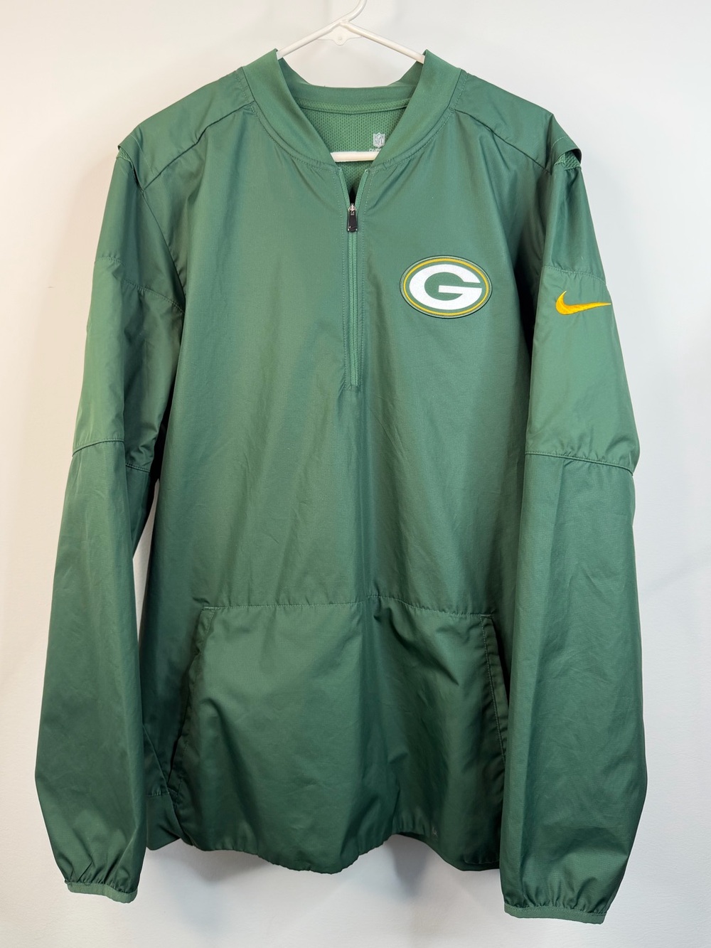 Nike Green Bay Packers NFL On Field Dri-FIT Quarter Zip Pullover Jacket Mens LG - Picture 2 of 12